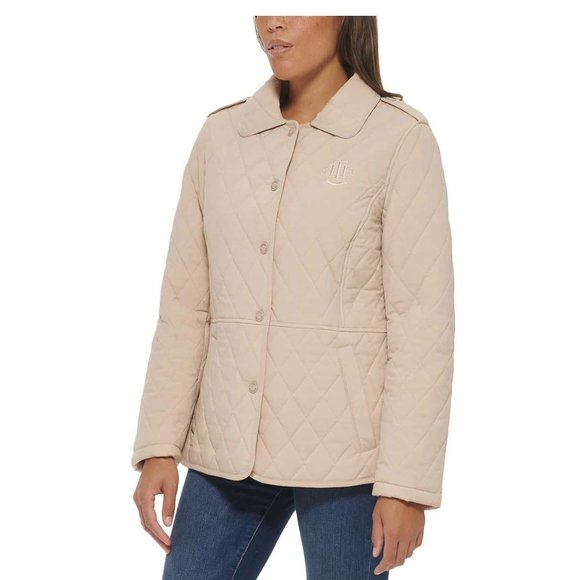 NWT Tommy Hilfiger Womens Diamond Quilted Winter Coat Size M Tan $180 8D112 - Picture 3 of 5